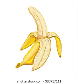 Detailed 3D vector Illustration banana fruit.Beautiful yellow object isolated.For greeting cards and invitations of wedding,birthday and seasonal holiday. Cloth design, wallpaper, wrapping, logo,icon.