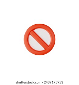 Detailed 3D vector illustration with red prohibited sign. A vibrant stop or prohibition traffic sign designed for versatility in an isolated context.
