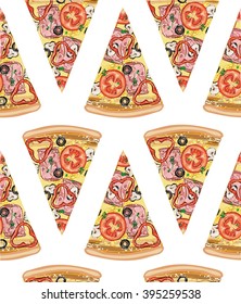 Detailed 3D vector white pattern pizza food. Beautiful seamless texture. For cloth design, wallpaper, wrapping, logo, icon, menu, restaurant, cafe, kitchen, wedding, birthday, seasonal holiday. Yummy.