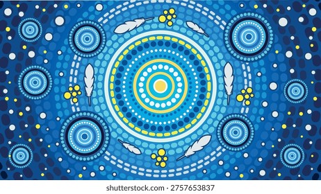 Detailed Aboriginal Art with Concentric Circles and Sacred Symbol Elements