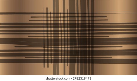 A detailed abstract design featuring a complex arrangement of horizontal and vertical lines forming a grid-like structure with a metallic sheen.
