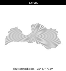 Detailed abstract design showing Latvia with circular patterns.