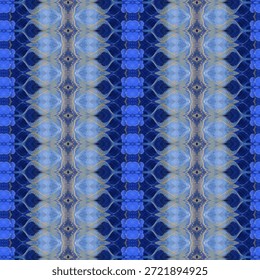 Detalhado abstrato, padrão, simetria, azul e design ornamental com formas espelhadas, ideal para fundos elegantes, arte digital e visuais de loop sem costura.