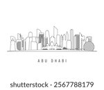 Detailed Abu Dhabi skyline vector illustration. Abu Dhabi buildings in line art style, perfect for modern designs.