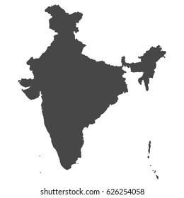Detailed, accurate map of India in grey. Vector illustration.