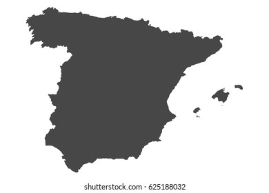 Detailed, accurate map of the Spanish Kingdom. Vector illustration.