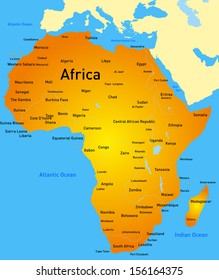 Mapa detallado del vector africano