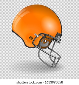 Detailed American Football Helmet, easy to change colors. side view. vector isolated on transparent background