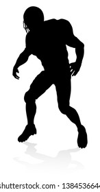 Detailed American Football player sports silhouette
