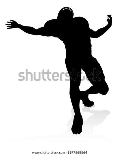 Detailed American Football Player Sports Silhouette Stock Vector 