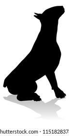 A detailed animal silhouette of a pet dog