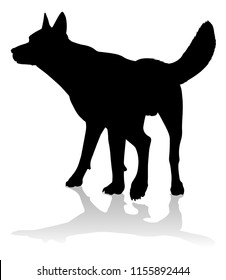 A detailed animal silhouette of a pet dog