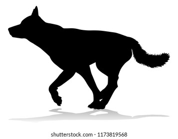 A detailed animal silhouette of a pet dog