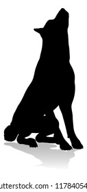 A detailed animal silhouette of a pet dog