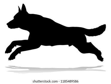 A detailed animal silhouette of a pet dog