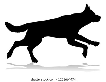 A detailed animal silhouette of a pet dog