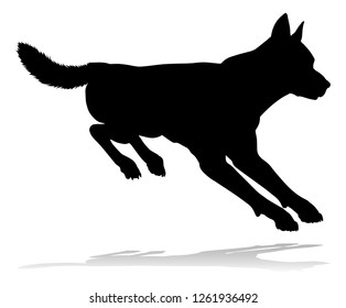 A detailed animal silhouette of a pet dog