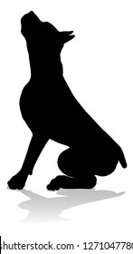 A detailed animal silhouette of a pet dog