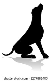 A detailed animal silhouette of a pet dog