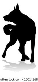 A detailed animal silhouette of a pet dog