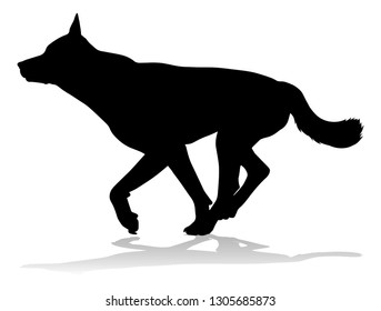 A detailed animal silhouette of a pet dog