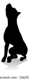 A detailed animal silhouette of a pet dog