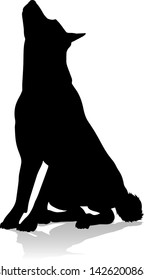 A detailed animal silhouette of a pet dog