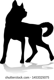 A detailed animal silhouette of a pet dog