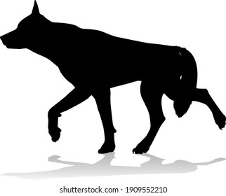 A detailed animal silhouette of a pet dog