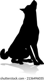 A detailed animal silhouette of a pet dog