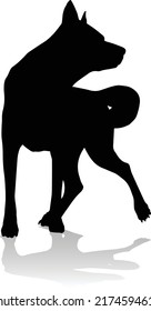 A detailed animal silhouette of a pet dog