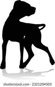 A detailed animal silhouette of a pet dog