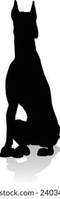 A detailed animal silhouette of a pet dog