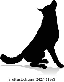 A detailed animal silhouette of a pet dog