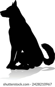 A detailed animal silhouette of a pet dog