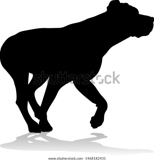 A detailed animal silhouette of a pet dog, mural. 