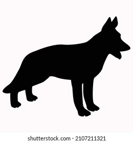 A detailed animal silhouette of a pet dog,Vector illustration, Vector silhouette of dog on white background.