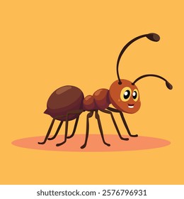 Detailed  ant character vector with a flat design, ideal for illustrating insect biology and wild nature scenes.