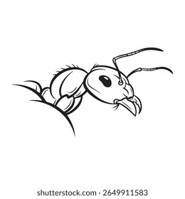 Detailed Ant Side Profile - Hand-Drawn Insect Vector Illustration