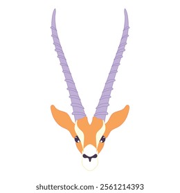 Detailed antelope head illustration with horns, perfect for wildlife, nature, and safari-themed designs.