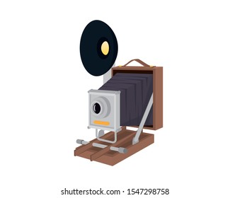 Detailed Antique Camera at 1940's Illustration