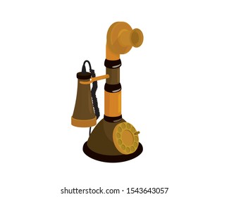 Detailed Antique Candlestick Telephone at 1890's Illustration