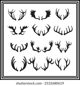 Detailed Geweih Silhouette Set für Hirsch und Elch Wildlife Designs	
