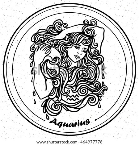 Detailed Aquarius Aztec Filigree Line Art Stock Image