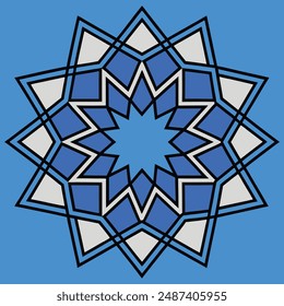 Detailed Arabic Islamic star pattern tile vector illustration featuring intricate interconnecting designs perfect for elegant décor and traditional geometric art.