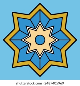 Detailed Arabic Islamic star pattern tile vector illustration featuring intricate interconnecting designs perfect for elegant décor and traditional geometric art.