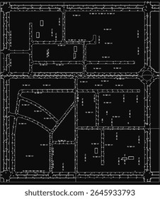 Projeto arquitetônico detalhado de um edifício com contornos precisos de estradas e layout estrutural. O desenho técnico inclui paredes, portas e dimensões para um planejamento preciso.