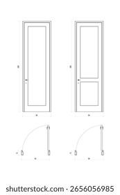 Dibujo arquitectónico detallado de puertas interiores modernas. 2.