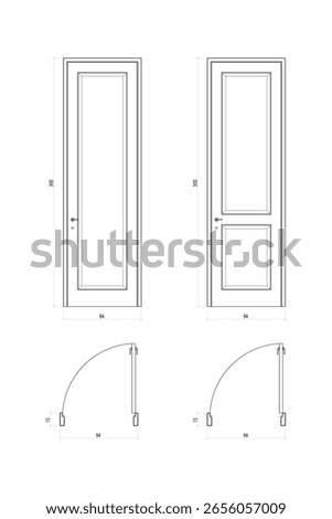 Detailed Architectural Drawing of Modern Interior Doors. 4