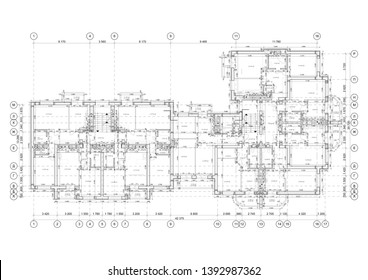 Detailed architectural floor plan, apartment layout, blueprint. Vector illustration